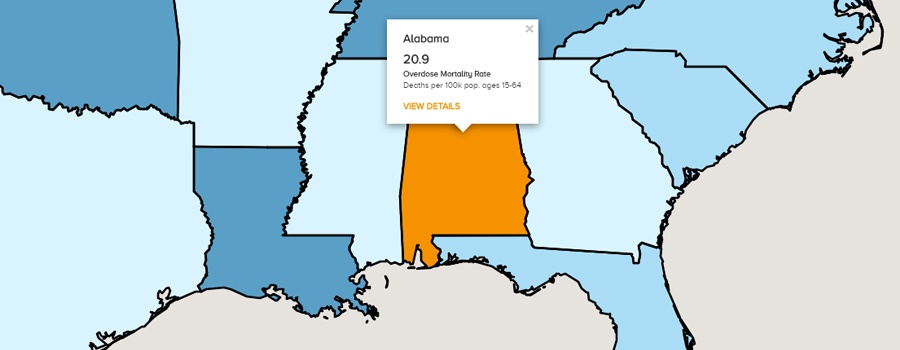 New Interactive Map Shows How Alabama Measures Up in the National Opioid Crisis